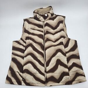 Lauren‎ Ralph Lauren Active Women's XL Puffer Vest Brown Tan Zebra Print...